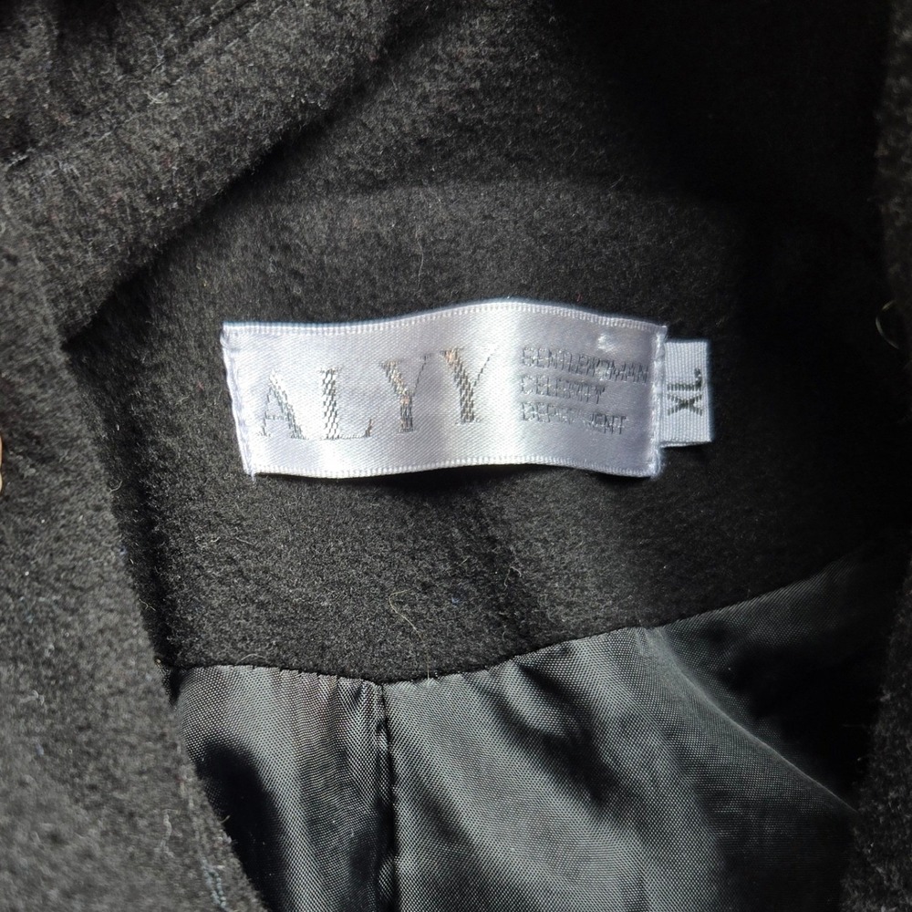 ALYY Womens M Black Double Breasted Wool Blend Pea Coat Jacket - Picture 5 of 9